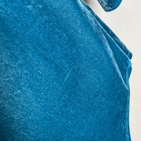 Soft Surroundings Velvet Top Blouse Button-Up Stretch Sz Medium Teal Long Sleeve - Picture 11 of 15